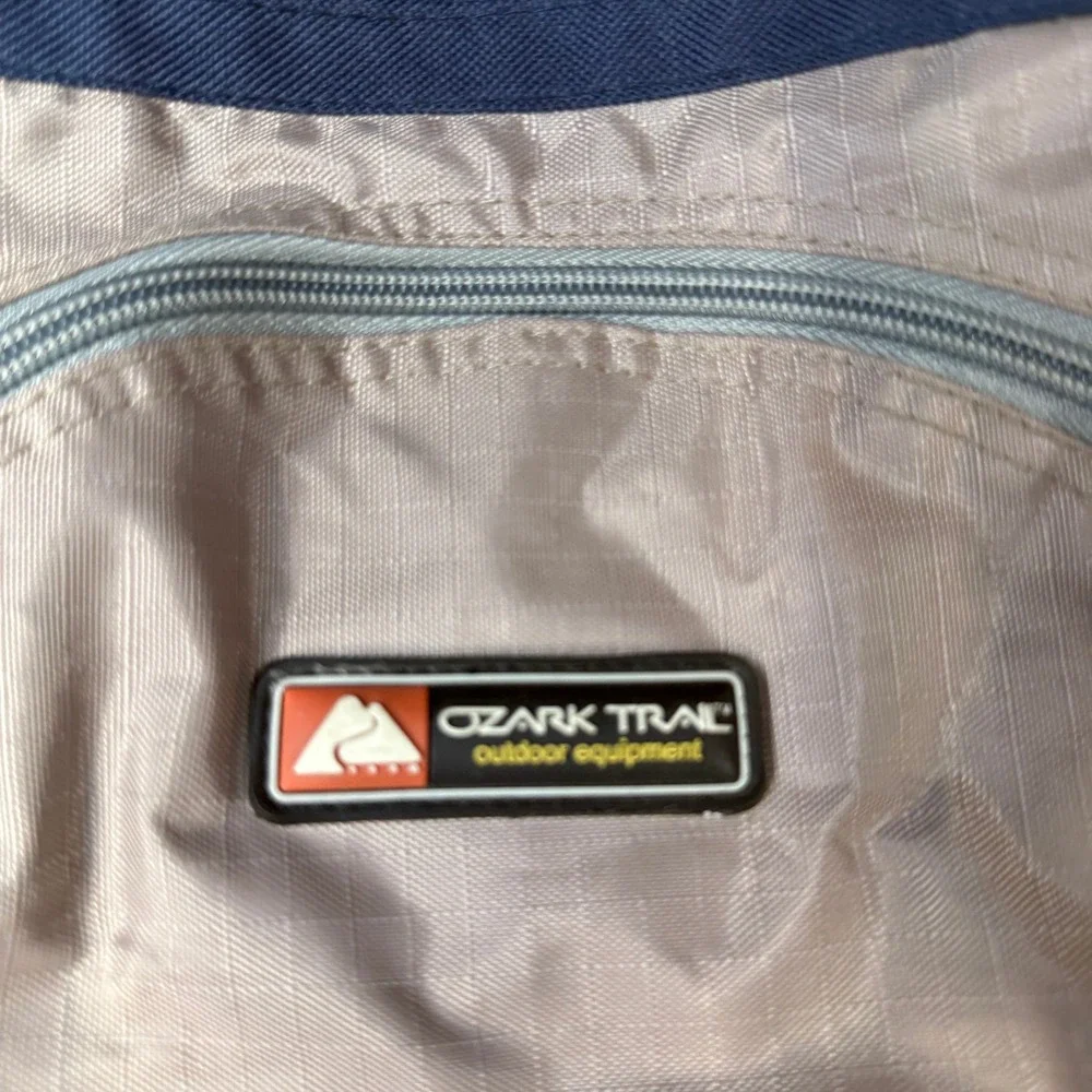 Ozark Trail Vintage Duffel Bag Blue Tan Travel Nylon Outdoor Multi-Pocket Bag